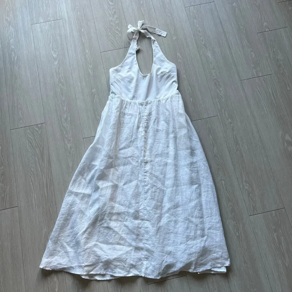 J Crew Mixy Halter Neck Dress Medium White CL648